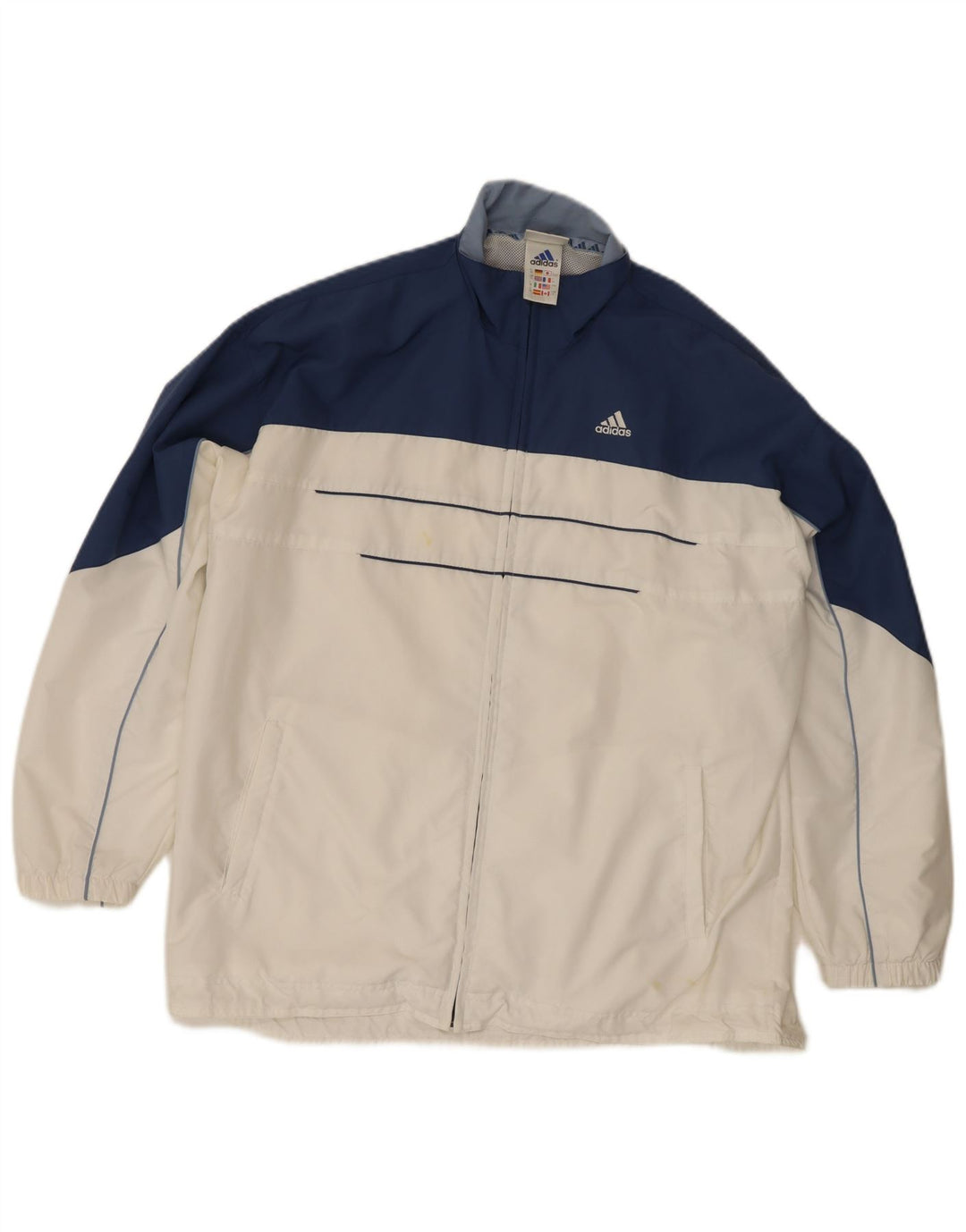 Adidas übergroße Trainingsjacke für Damen, UK 16, Größe L, Weiß, Farbblock