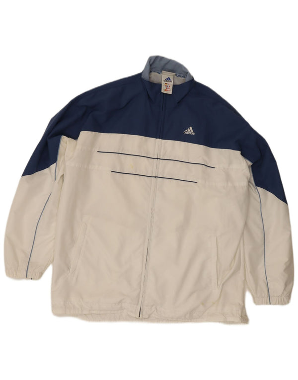 Adidas übergroße Trainingsjacke für Damen, UK 16, Größe L, Weiß, Farbblock