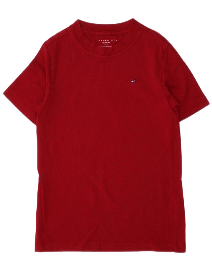 TOMMY HILFIGER Boys T-Shirt Top 4-5 Years XS Red Cotton