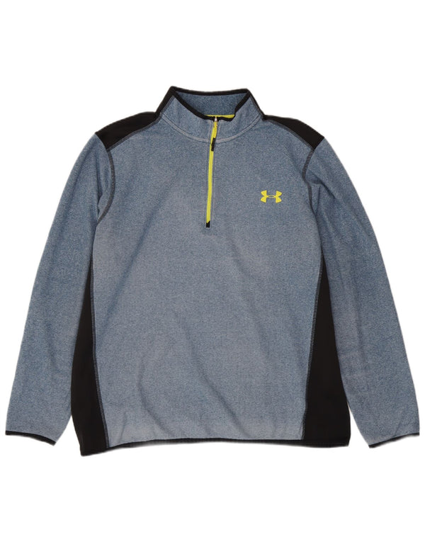 Under Armour Herren-Sweatshirt mit Reißverschluss, XL, blaues Farbblock-Polyester