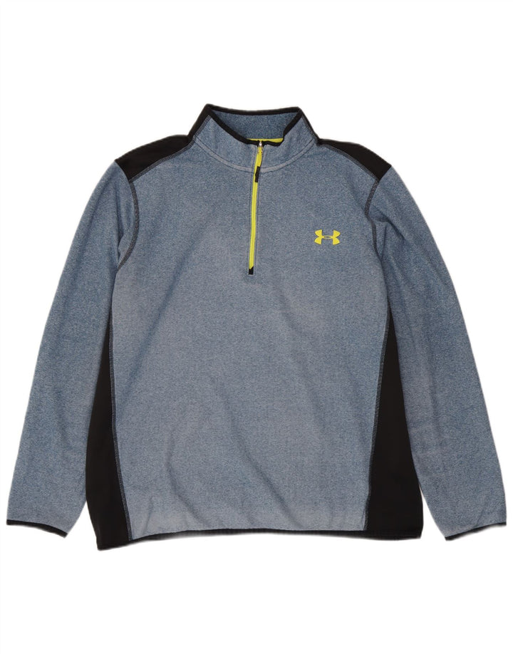 Under Armour Herren-Sweatshirt mit Reißverschluss, XL, blaues Farbblock-Polyester