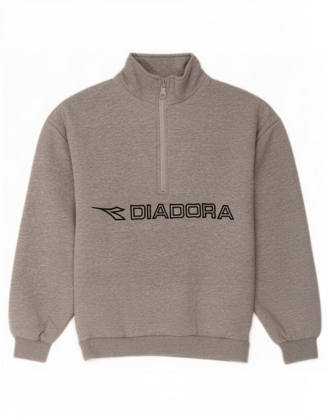 Diadora Herren-Sweatshirt mit grafischem Reißverschluss, Größe S, Grau, Baumwolle