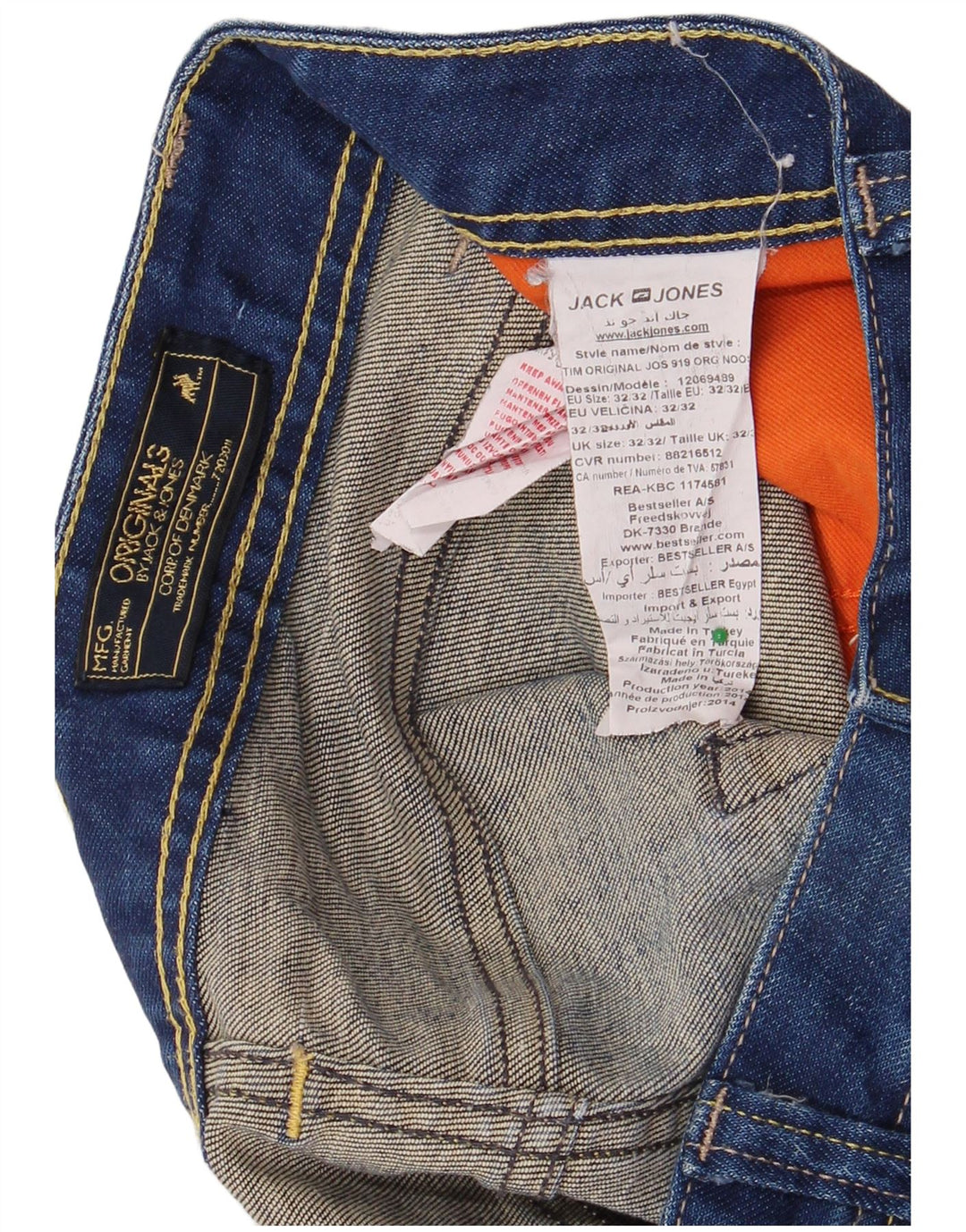 JACK & JONES Herren Slim Jeans W32 L32 Blaue Baumwolle