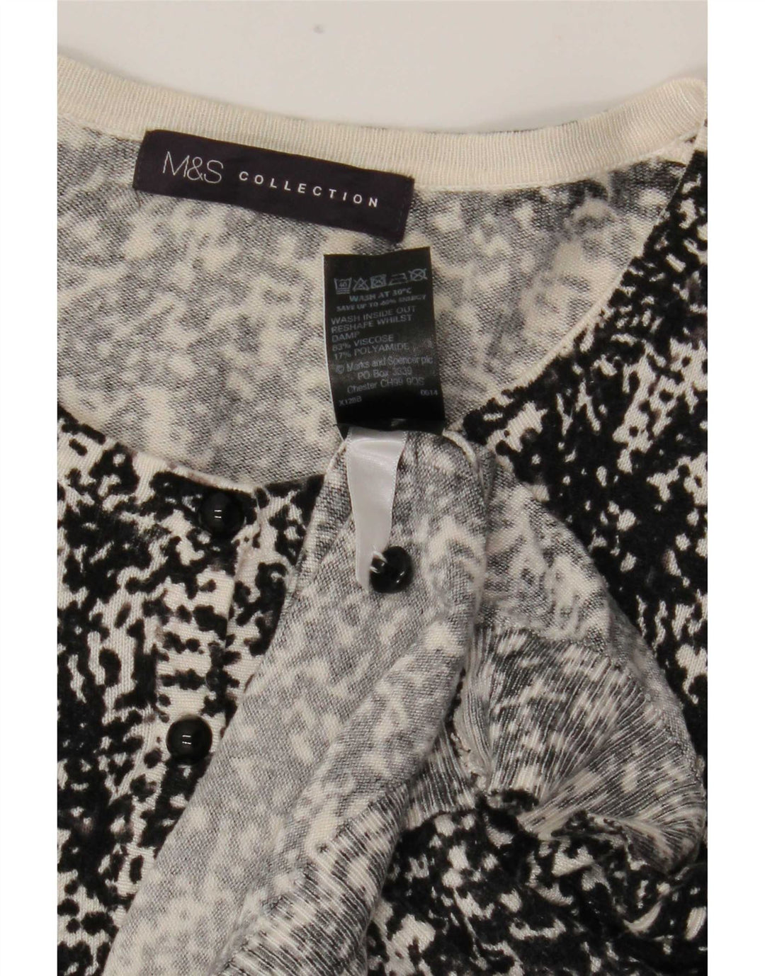 Marks & Spencer Damen-Strickjacke mit abstraktem Muster, Gr. 42, Größe L, Schwarz