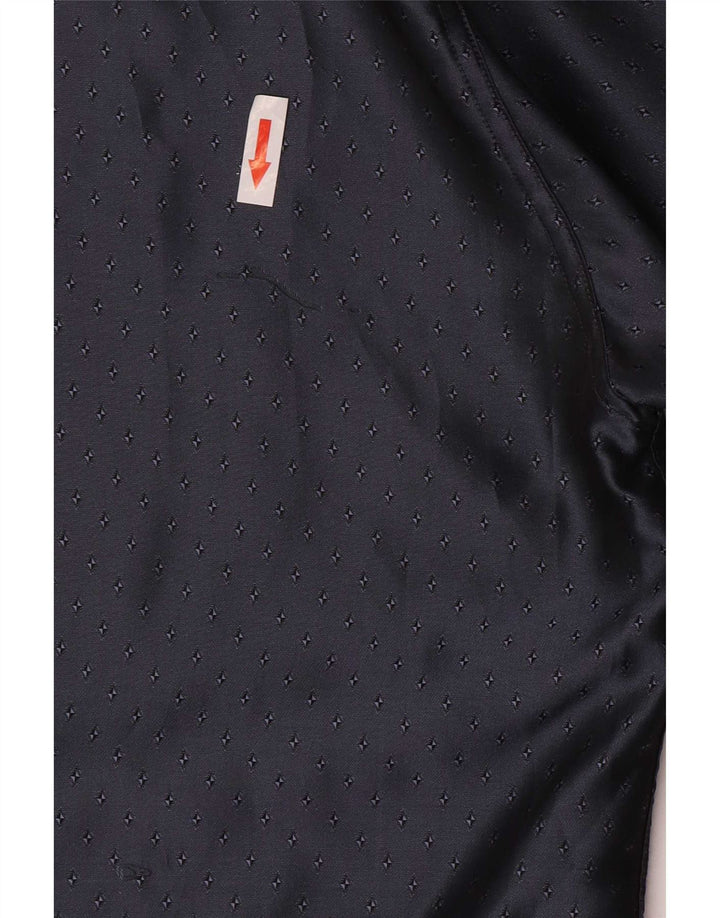 Equivoco Herrenhemd Größe 15 3/4 Medium Marineblau gepunktetes Acetat