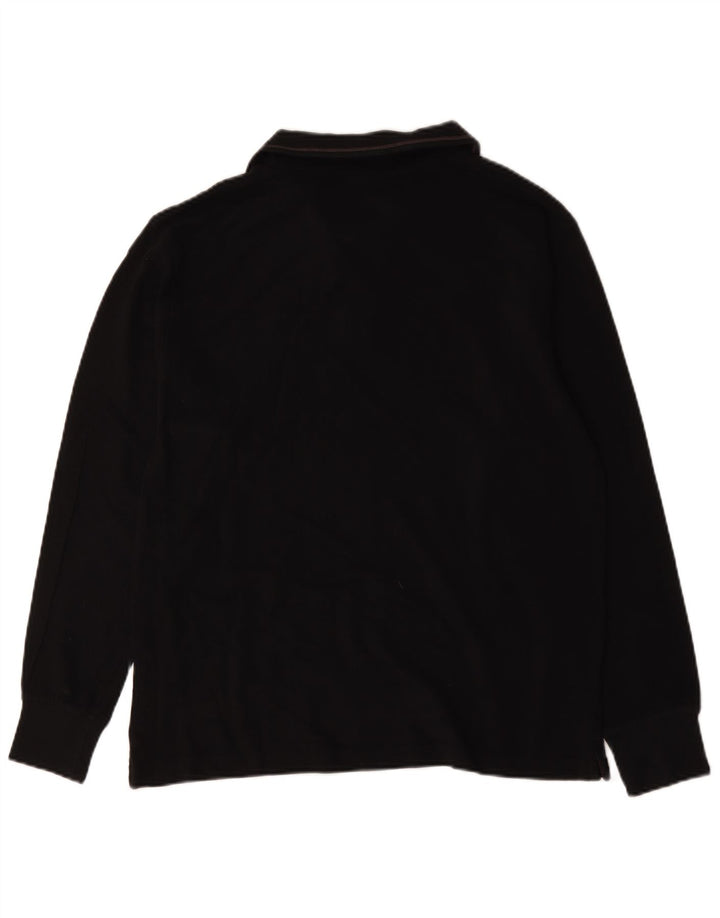 Charro Herren-Langarm-Poloshirt, groß, schwarze Baumwolle