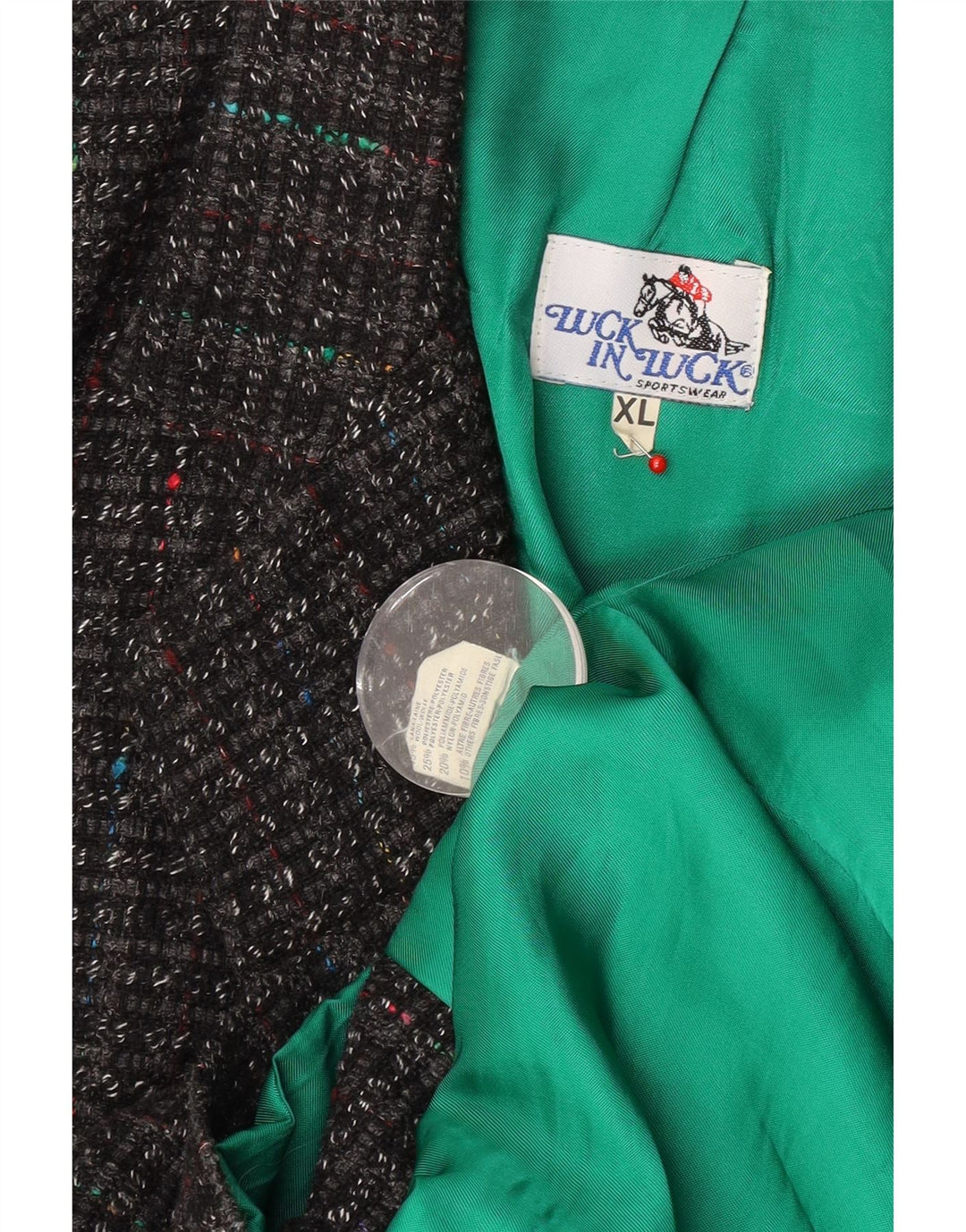 Luck in Luck Herren-Blazer mit 3 Knöpfen, UK 42, XL, grau gefleckte Wolle