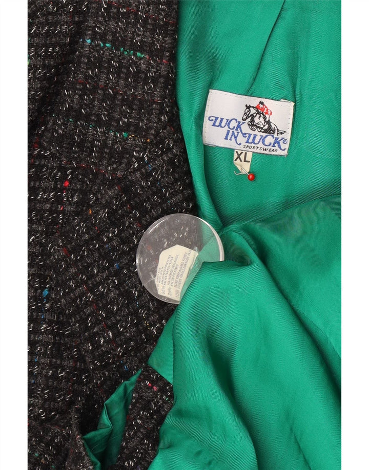 Luck in Luck Herren-Blazer mit 3 Knöpfen, UK 42, XL, grau gefleckte Wolle