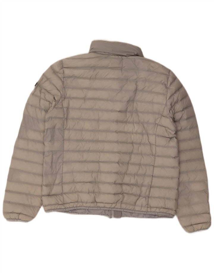 Superdry Wattierte Damenjacke mit Kapuze, UK 16, großes graues Nylon