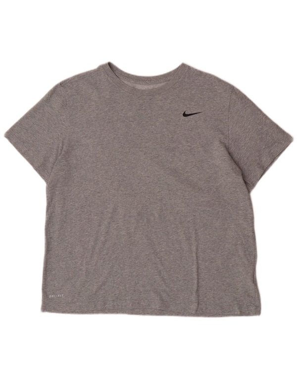 Nike Herren Dri Fit T-Shirt Top XL Grau gefleckte Baumwolle