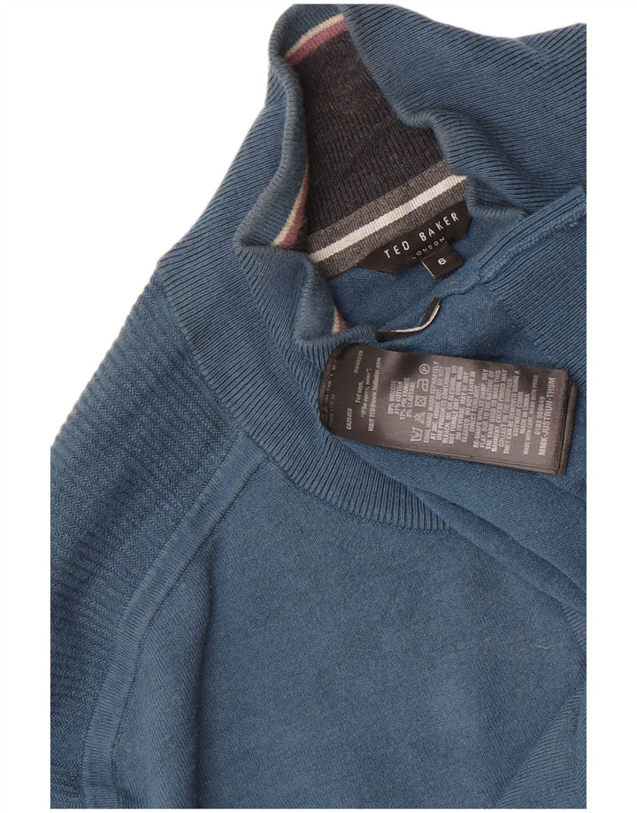 Ted Baker Herren-Pullover mit Reißverschluss am Hals, Größe 6 2XL, blaue Viskose
