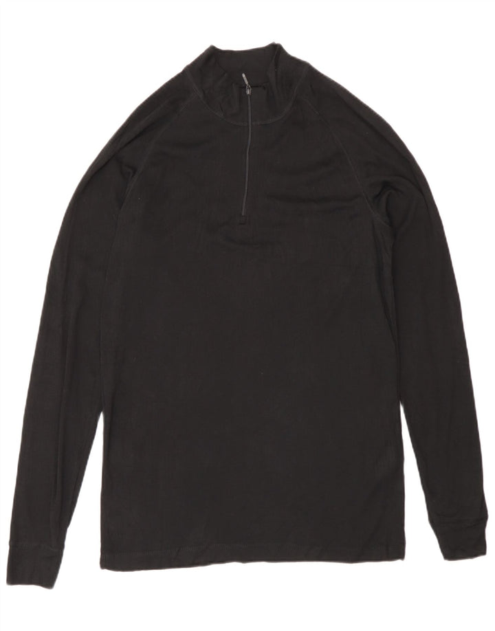 Mountain Warehouse Herren-Pullover-Trainingsoberteil mit Reißverschluss am Kragen, Größe S, Schwarz