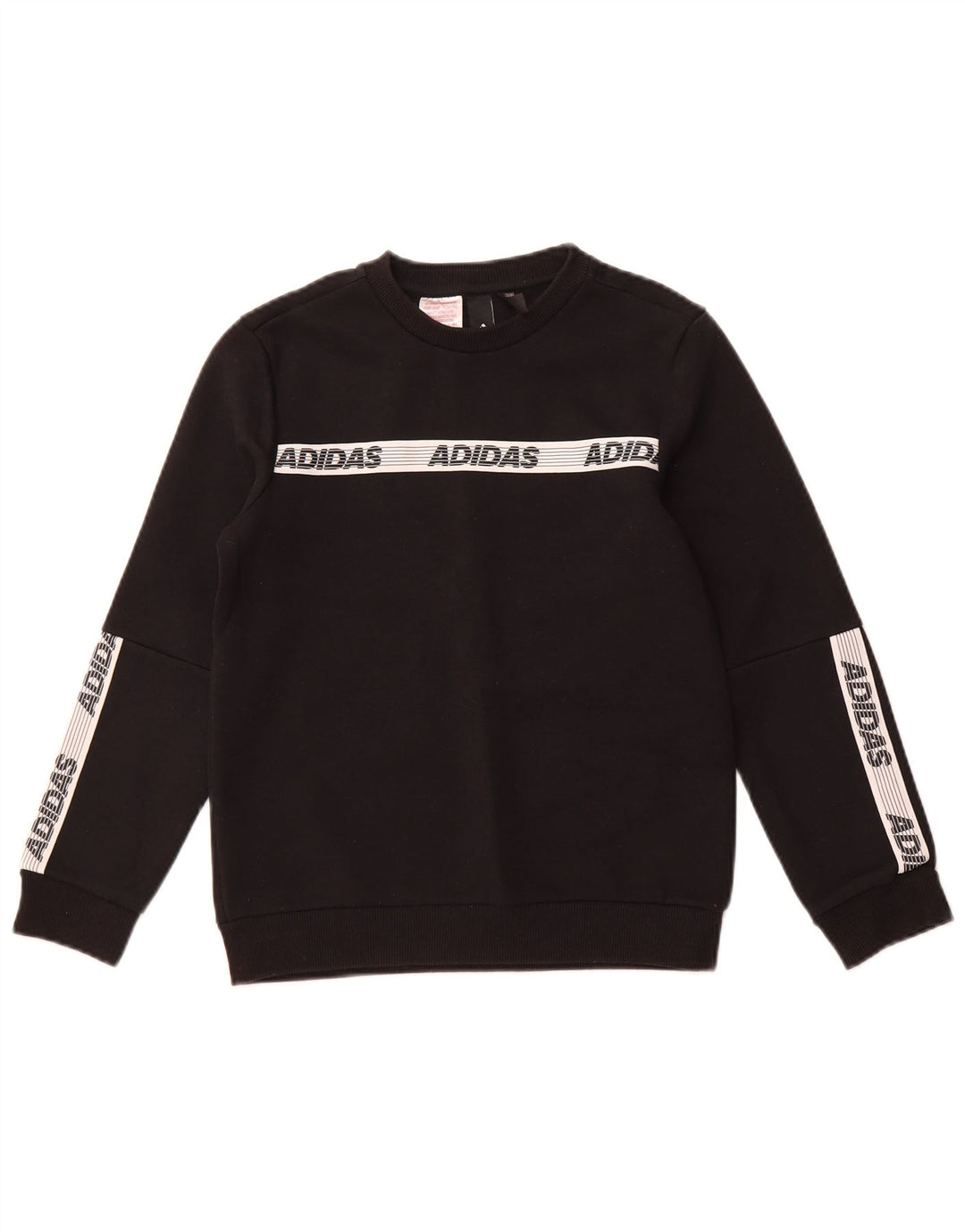 ADIDAS Grafik-Sweatshirt für Jungen, 11–12 Jahre, schwarze Farbblock-Baumwolle