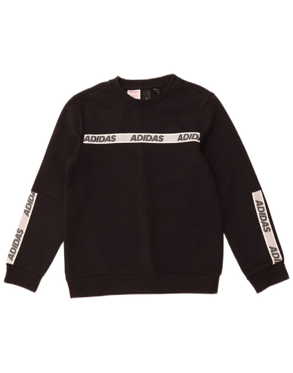 ADIDAS Grafik-Sweatshirt für Jungen, 11–12 Jahre, schwarze Farbblock-Baumwolle