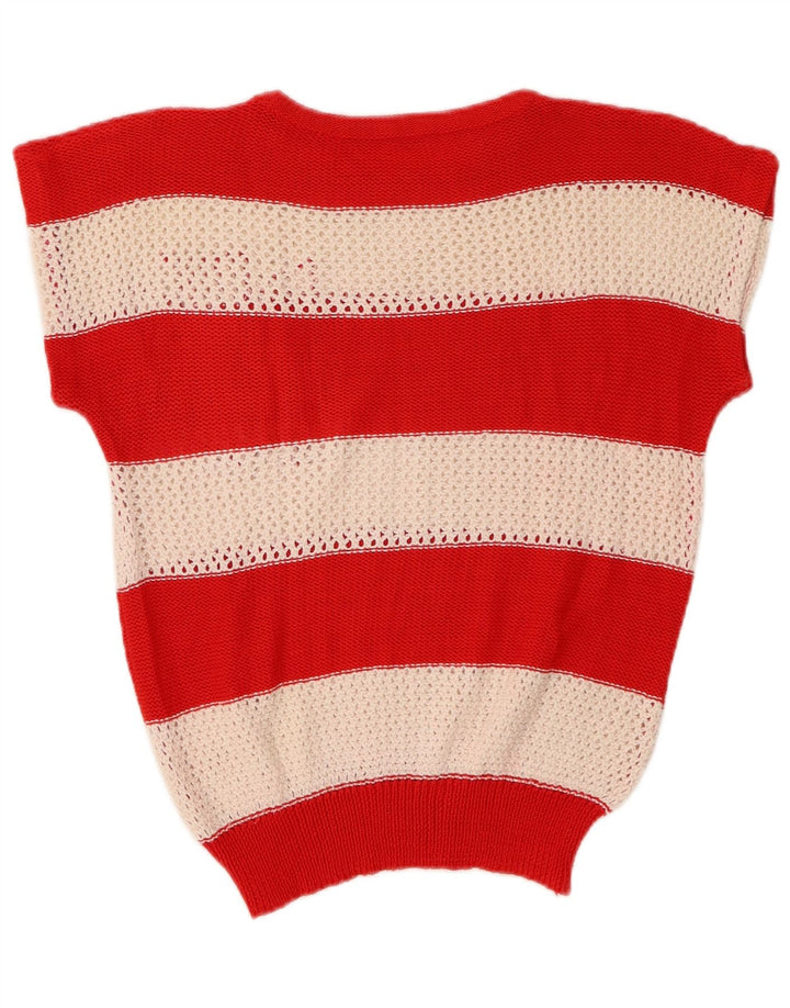 VINTAGE Damen Crop Crew Neck Pullover Pullover UK 14 Medium Mehrfarbig