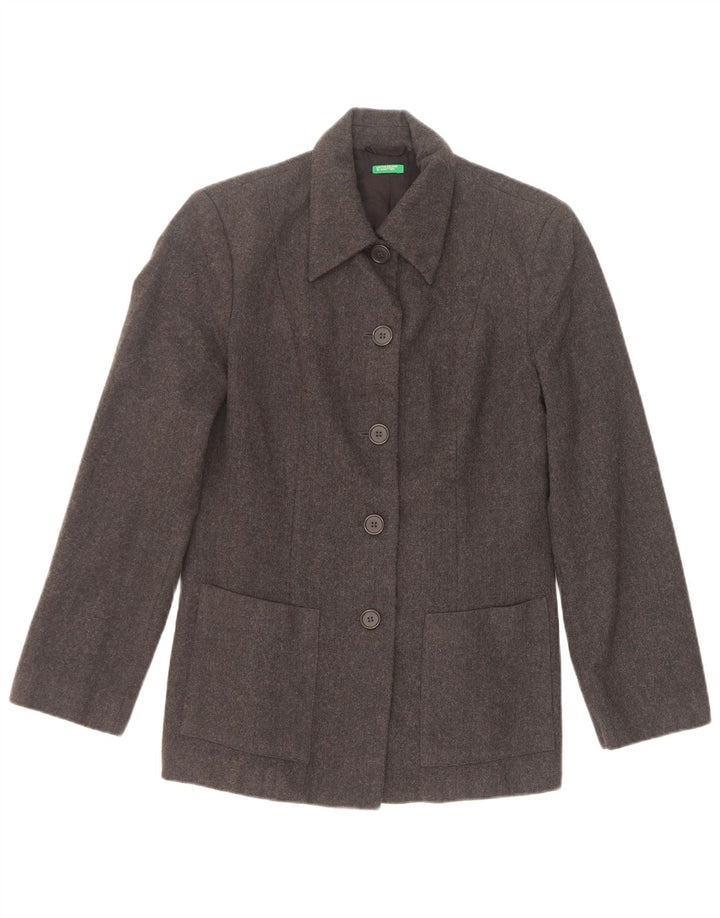 Benetton Damen-Blazer mit 5 Knöpfen, IT 44, mittelgraue Schurwolle