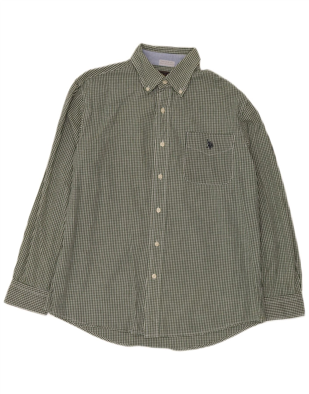 US POLO ASSN. Herrenhemd aus mittelgrüner Gingham-Baumwolle