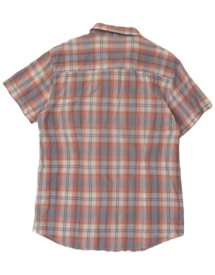Wrangler Herren-Kurzarm-Slim-Hemd XL, blau kariert, Baumwolle
