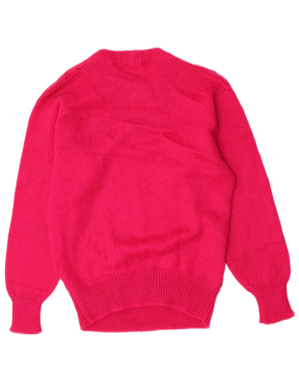 Vintage Damen Pullover mit Rundhalsausschnitt, Gr. 10, klein, rosa gestreift