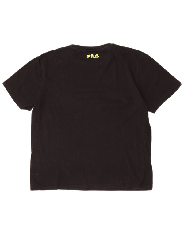 Fila Herren Grafik-T-Shirt-Oberteil aus mittelschwarzer Baumwolle