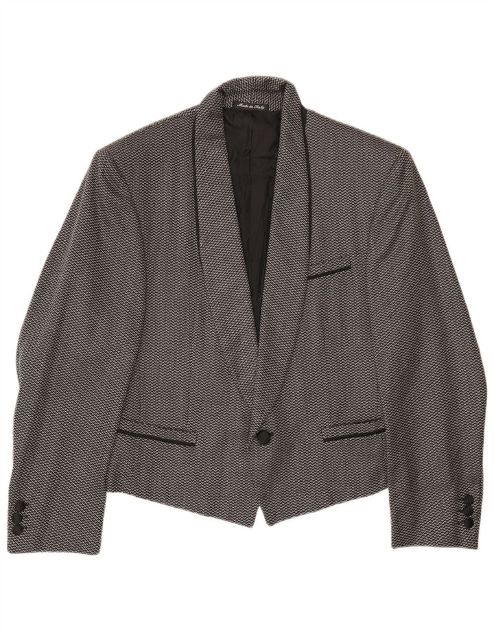 Pal Zileri Herren 1-Knopf-Blazerjacke IT 44 XS schwarz gefleckte Wolle