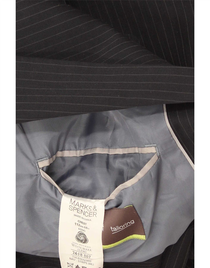 Marks & Spencer Herren-Blazer, lang, Gr. 44, XL, Marineblau, Nadelstreifen