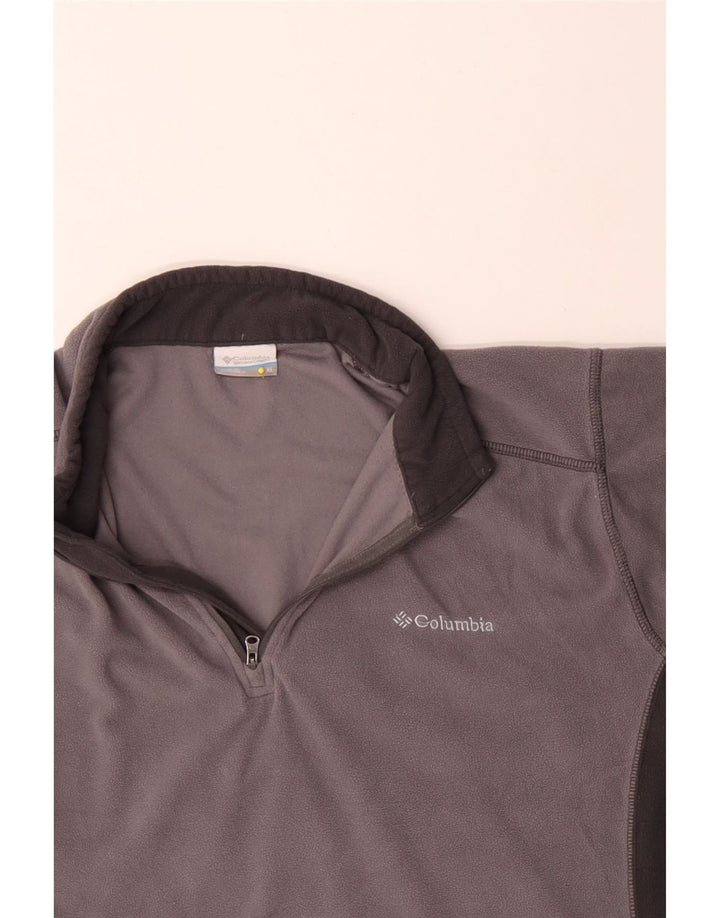 Columbia Herren-Fleecepullover mit Reißverschluss, XL, graues Farbblock-Polyester