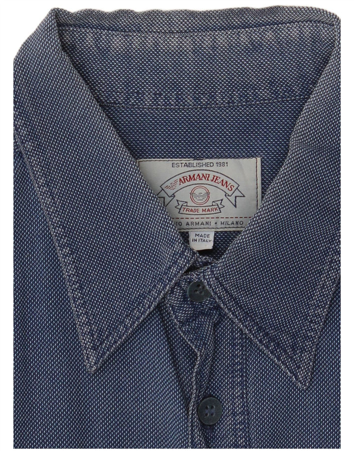 ARMANI JEANS Herrenhemd XL Blaue Baumwolle