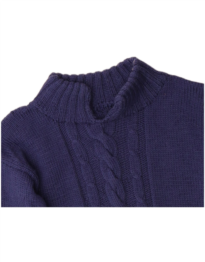 VINTAGE Damen Rollkragenpullover Pullover UK 10 Small Marineblau