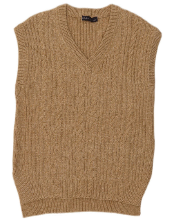 Marks & Spencer Damen Weste Tank Top UK 10 Small Beige Baumwolle