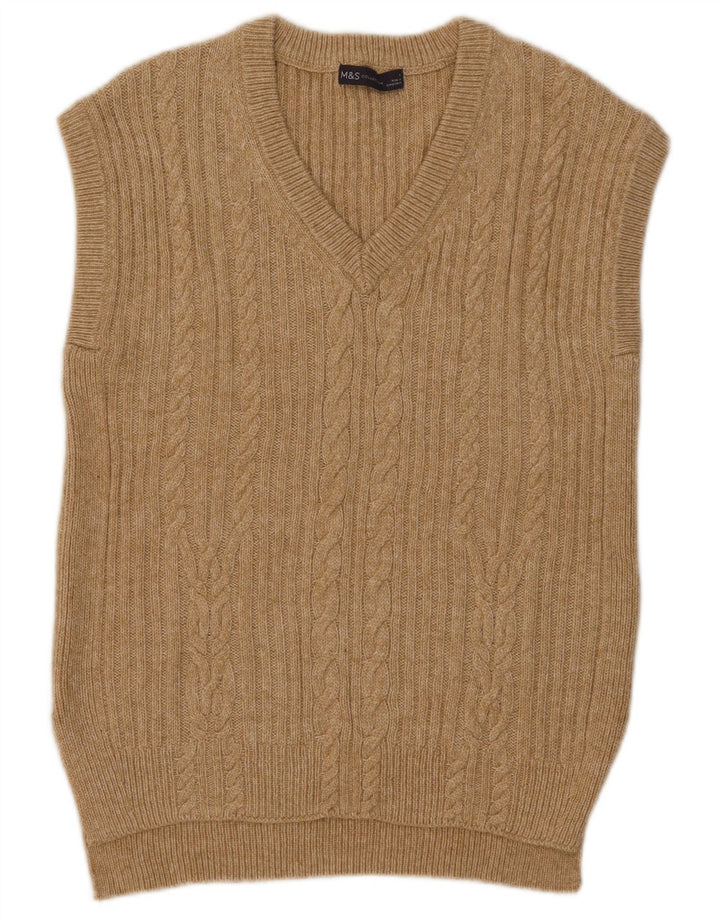 Marks & Spencer Damen Weste Tank Top UK 10 Small Beige Baumwolle