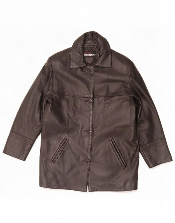 Giorgio Mobiani Damen Übergroße Lederjacke UK 10 Small Schwarz
