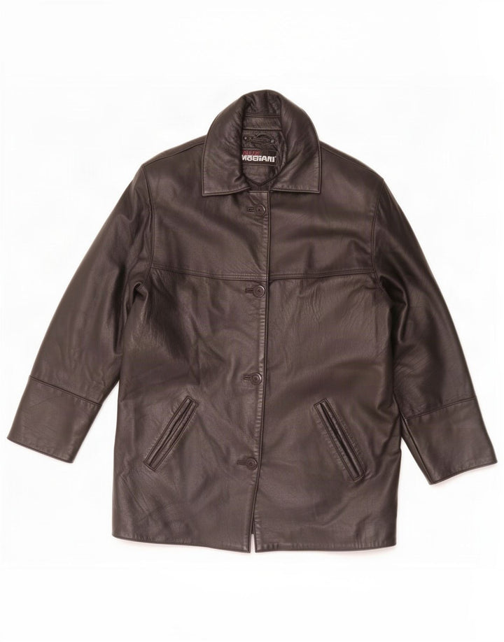 Giorgio Mobiani Damen Übergroße Lederjacke UK 10 Small Schwarz