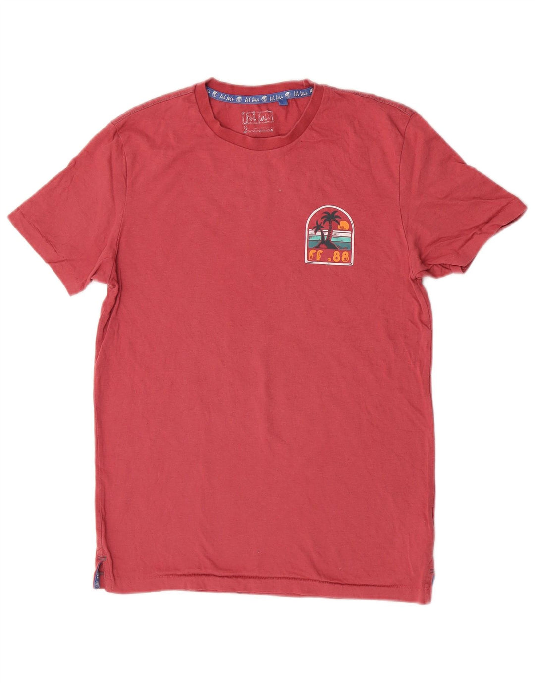 Fat Face Herren-T-Shirt mit Grafik, Größe S, rosa, Baumwolle, Strand