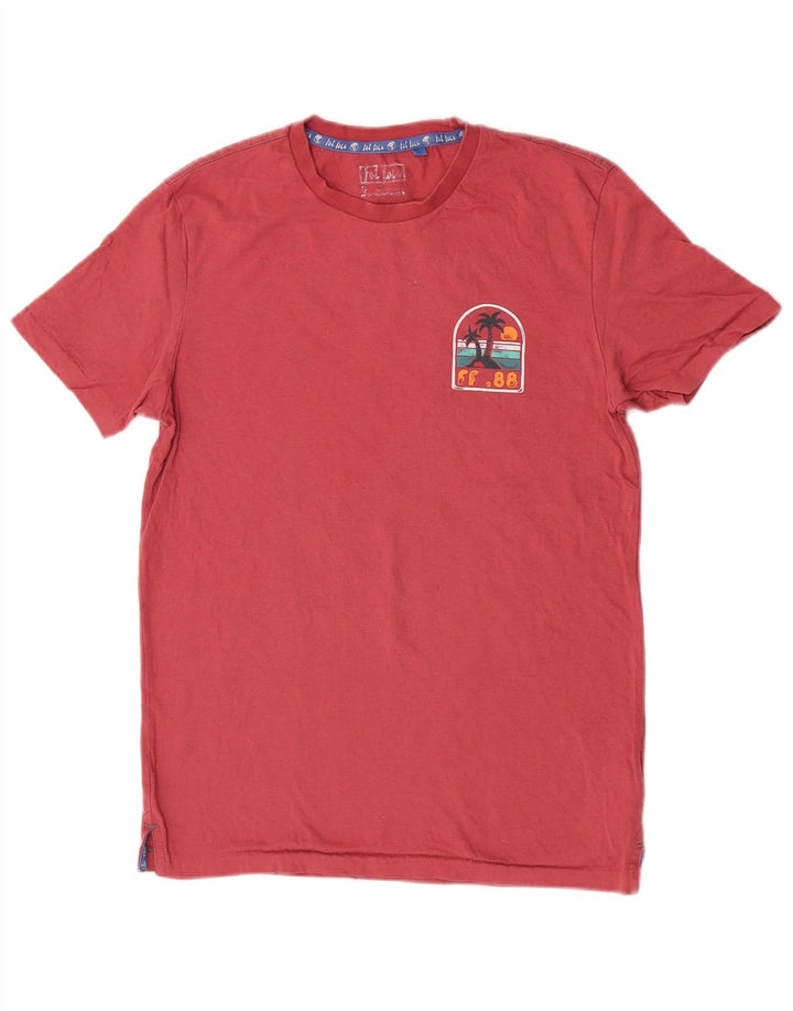 Fat Face Herren-T-Shirt mit Grafik, Größe S, rosa, Baumwolle, Strand