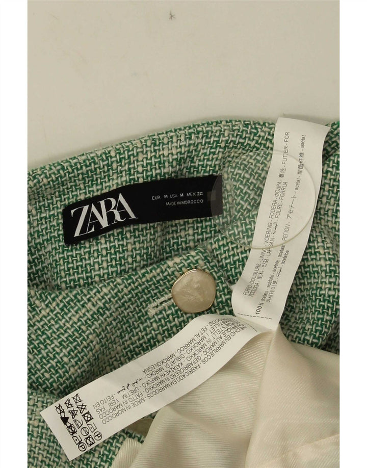 Zara Damen 3-Knopf-Crop-Blazerjacke UK 14 Mittelgrünes Acetat