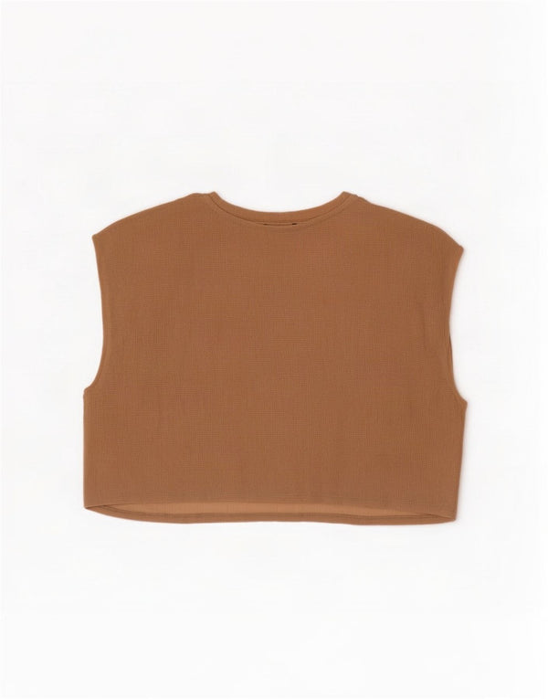 Zara Damen Crop Ärmelloses, übergroßes Blusenoberteil, UK 10, Small Beige