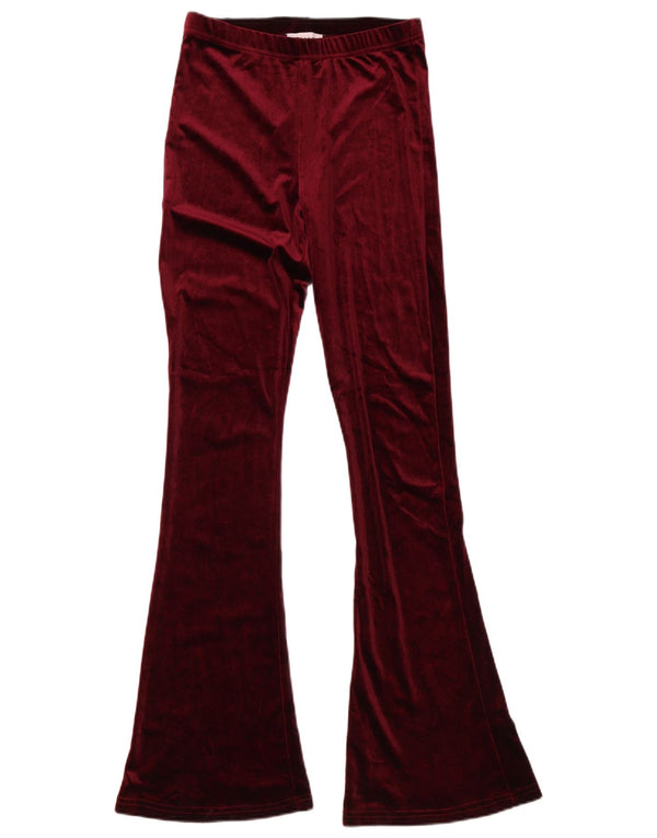 Topshop Damen Velvet Flare Freizeithose UK 8 Small W27 L33 Burgund