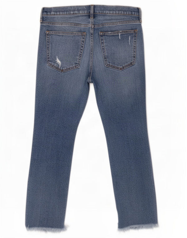 Gap Damen Distressed-Cropped-Jeans W28 L24 Blaue Baumwolle