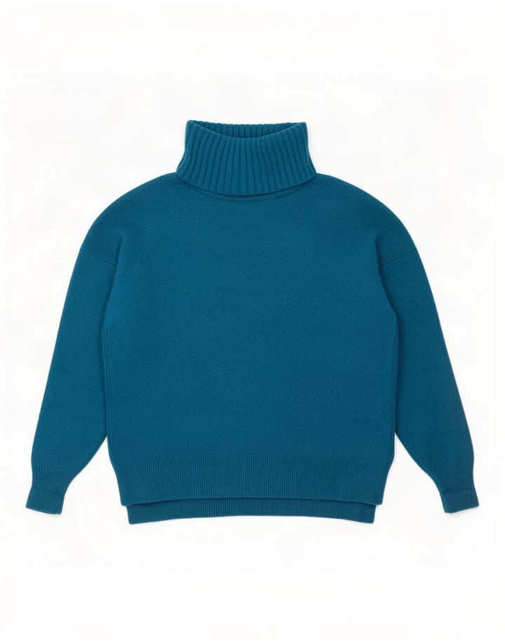 L.K. Bennett Rollkragenpullover für Damen, UK 14, mittelblaue Wolle