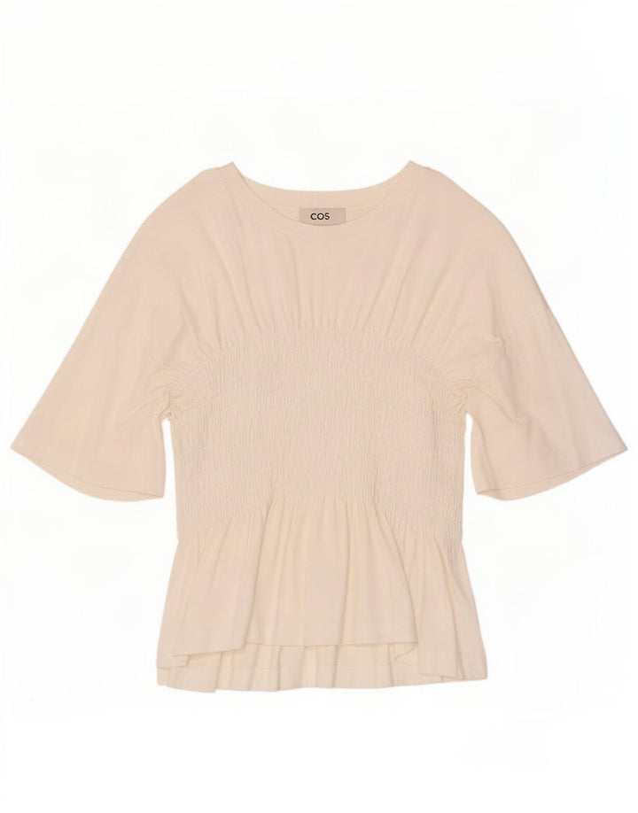 Cos Damen Bluse Top UK 14 Große weiße Baumwolle