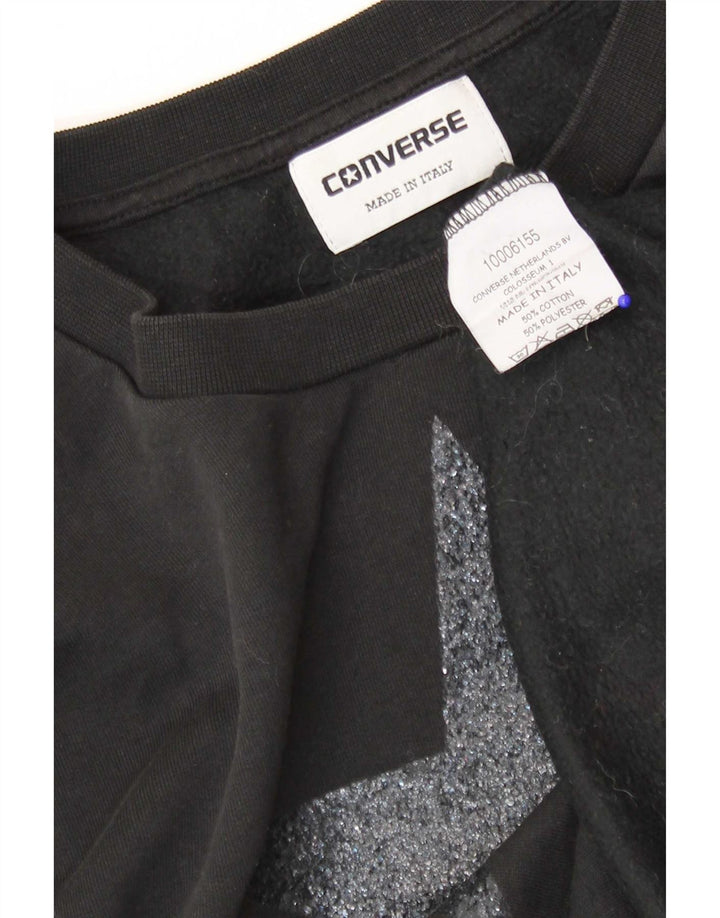 Converse Womens Graphic Oversized Sweatshirt Pullover UK 10 Small Schwarz