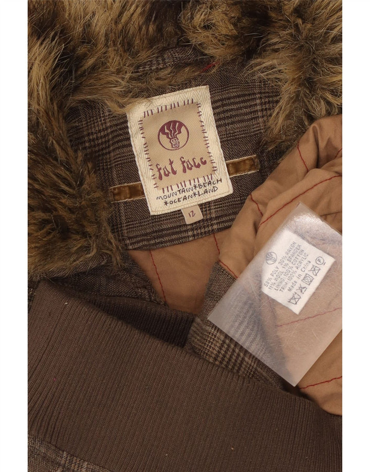 Fat Face Damen Weste UK 12 Mittelbraunes Hahnentritt-Polyester