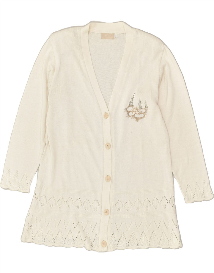 VINTAGE Womens Cardigan Sweater UK 16 Large Off White Acrylic | Vintage Vintage | Thrift | Second-Hand Vintage | Used Clothing | Messina Hembry 