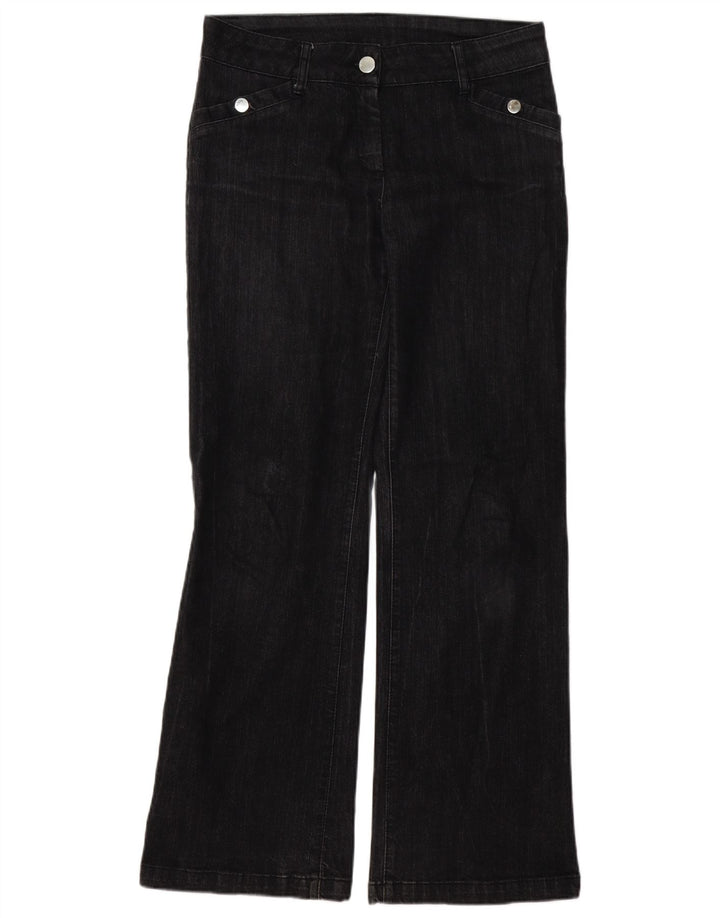 WALLIS Damen Bootcut Jeans UK 12 Medium W32 L32 Schwarze Baumwolle
