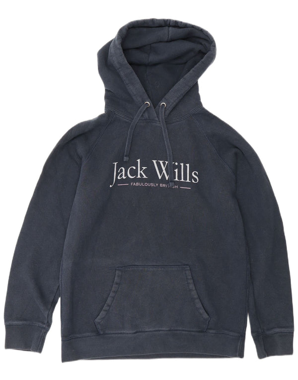 Jack Wills Damen-Pullover mit grafischem Kapuzenpullover, Größe M, Marineblau, Baumwolle, UK 12