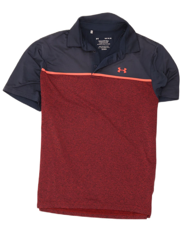 Under Armour Herren-Poloshirt, großes Burgunderrot, Farbblock-Polyester