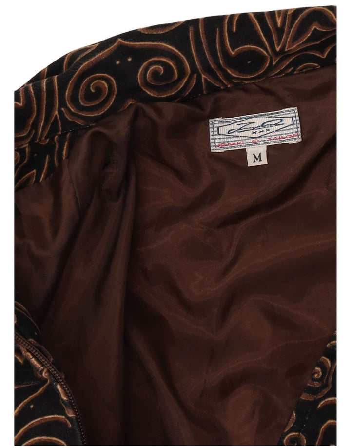 Vintage Damen Utility Jacke UK 14 Medium Schwarz Paisley