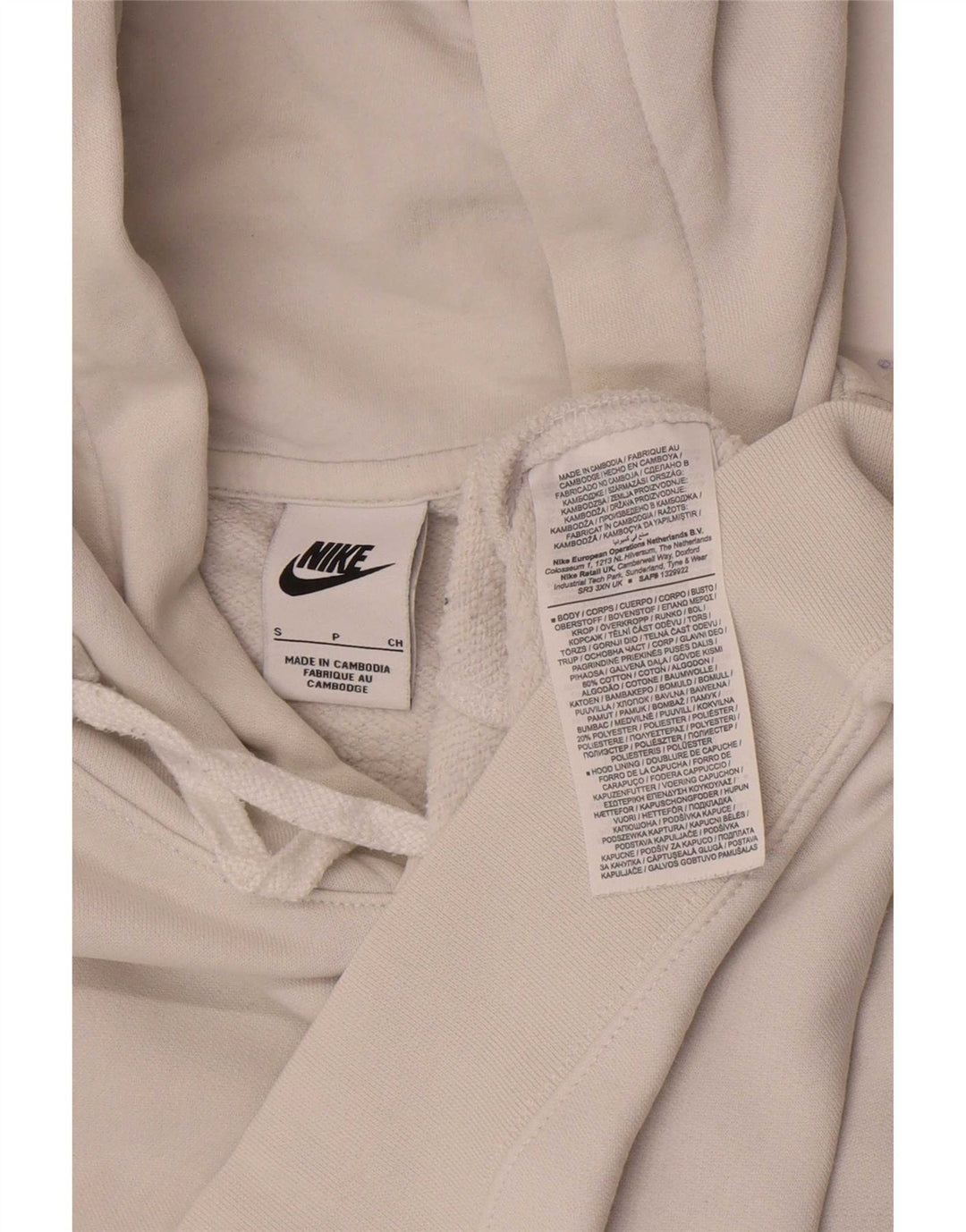 Nike Herren Kapuzenpullover, Größe S, weiße Baumwolle