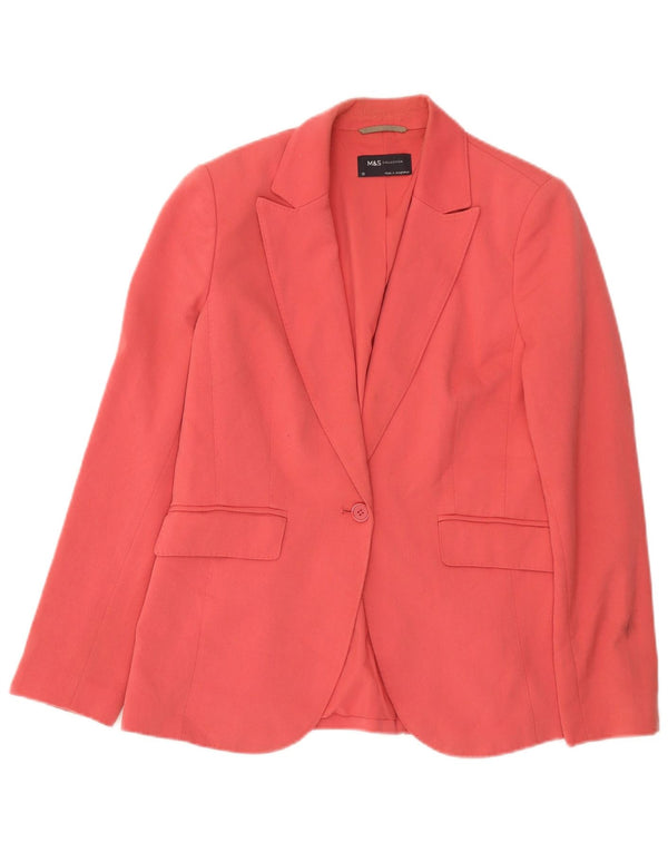 Marks & Spencer Damen-Blazerjacke mit 1 Knopf, UK 12, Mittelrosa, Polyester
